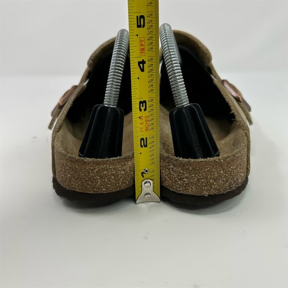 Birkenstock Boston Clog Beige Tan Leather Slip-On Soft Footbed EU 41 Comfort - Picture 10 of 13